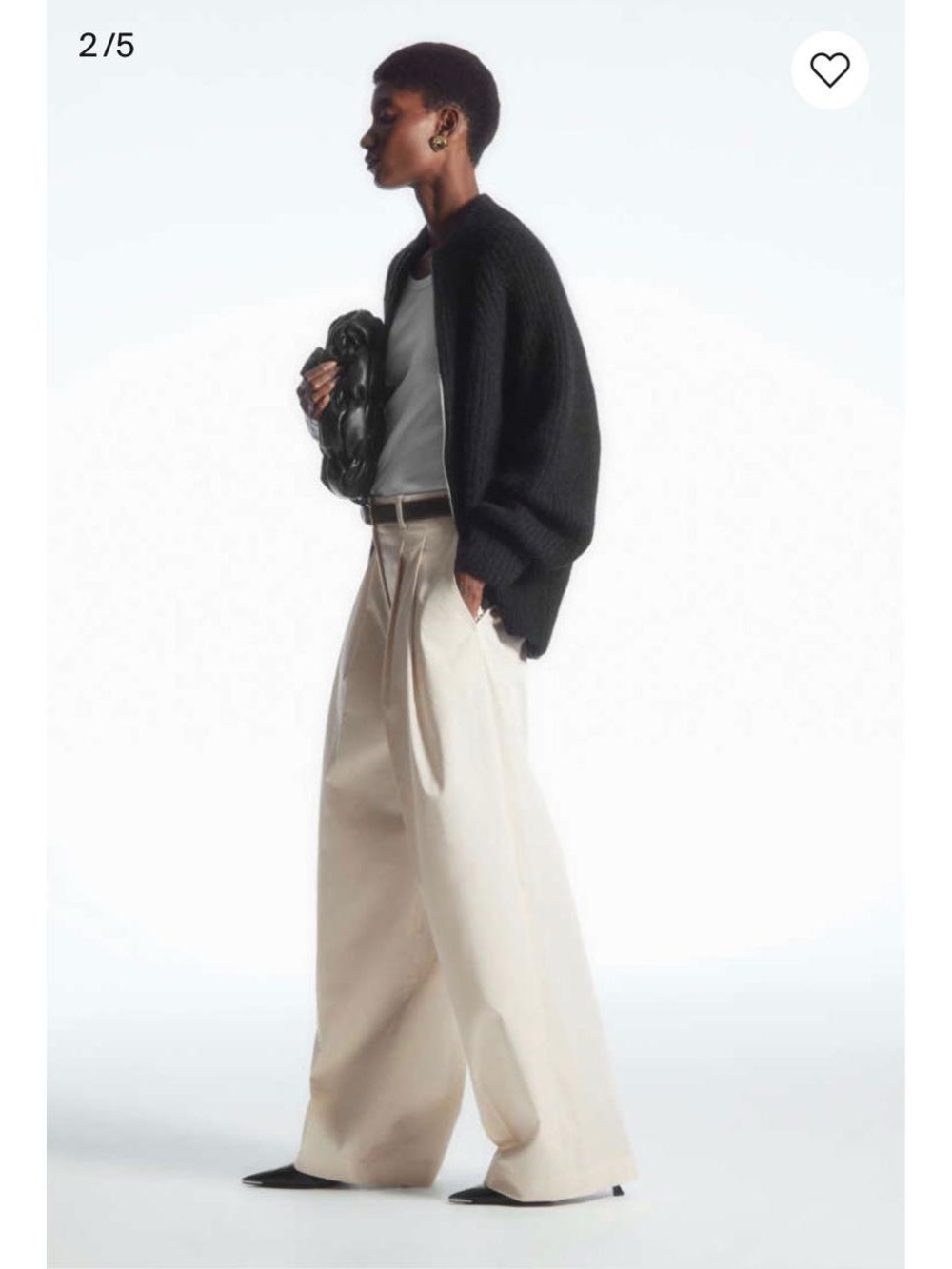 Cos wide leg soft jersey pinstripes cream wide leg pants L new
